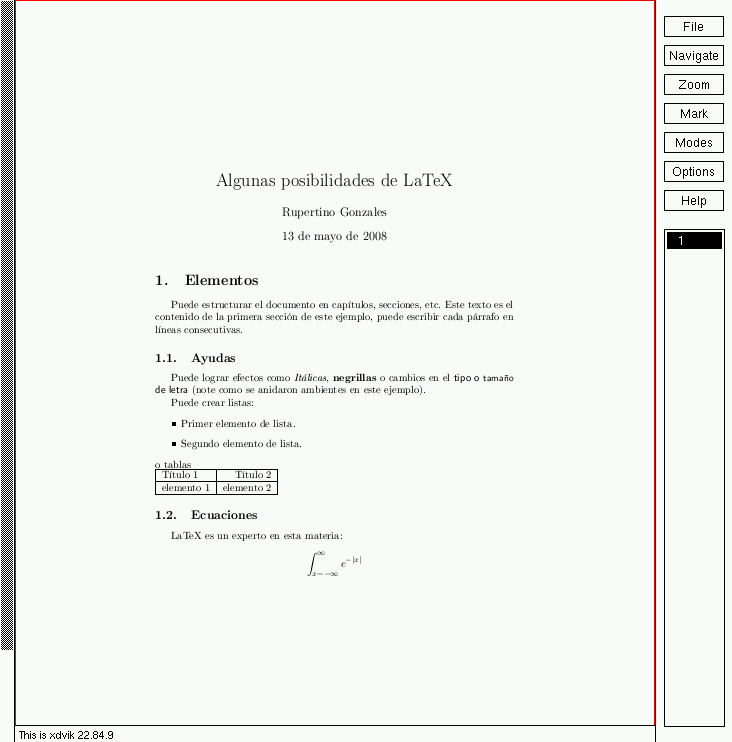 Visualización de DVI generado de 
		  fuente en LaTeX