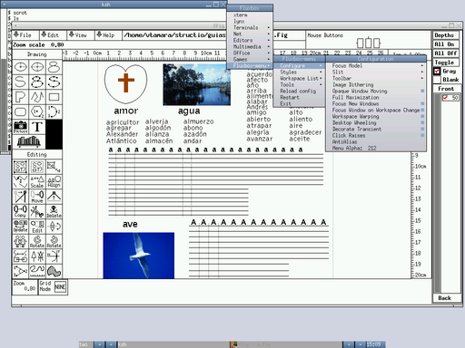 FluxBox ejecutando xfig
	      